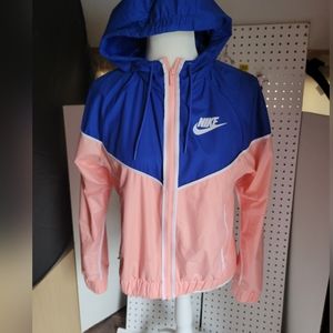 Nike size Small pink & blue windbreaker with hood